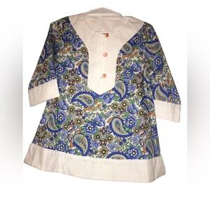 Petit Confection Girls 2t Floral Paisley Tunic Blue Orange White Green NWT